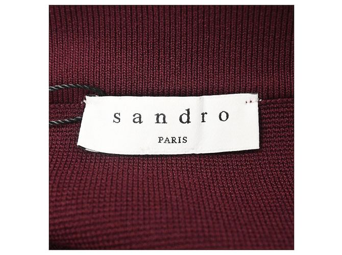 Falda asimétrica con botones decorativos Sandro Fiji en viscosa burdeos Roja - vista 4