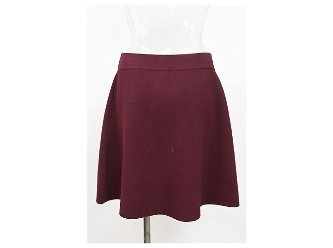 Falda asimétrica con botones decorativos Sandro Fiji en viscosa burdeos Roja - vista 8