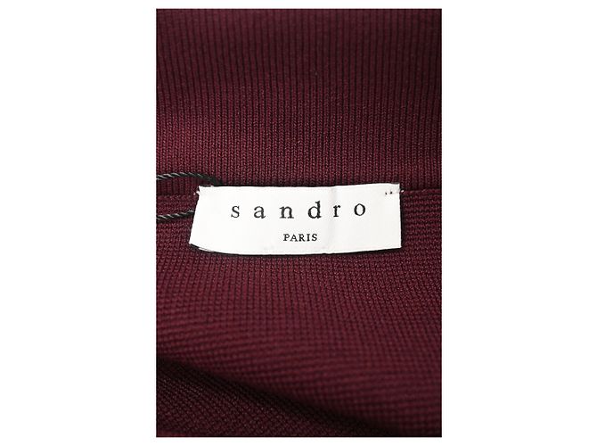 Falda asimétrica con botones decorativos Sandro Fiji en viscosa burdeos Roja - vista 9