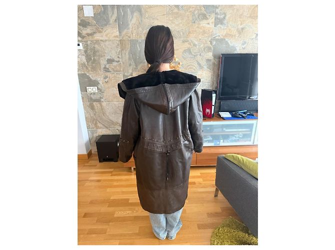 Gabardina Pellessimo de piel de cordero marrón oscuro - vista 9