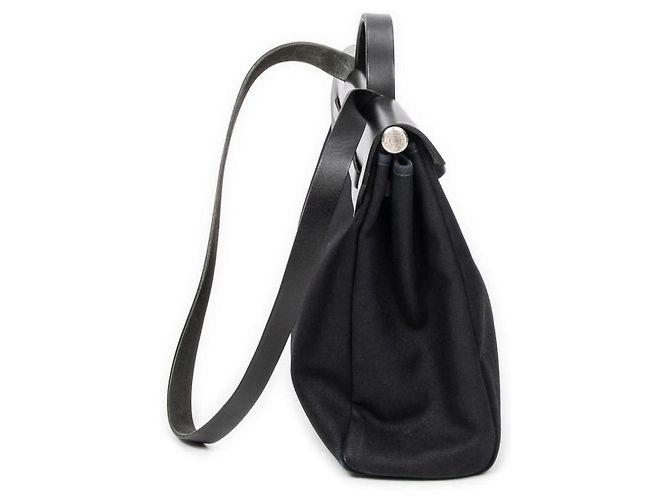 Borsa Hermès Herbag 2 in 1 in tela Nero - vista 4