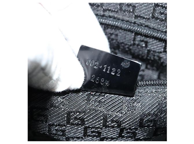 Bolsa Tote GUCCI em lona couro cinza preto prata 002 1122 Auth bs23009 Marrom - vista 12
