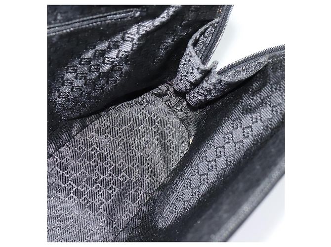 Bolsa Tote GUCCI em lona couro cinza preto prata 002 1122 Auth bs23009 Marrom - vista 18