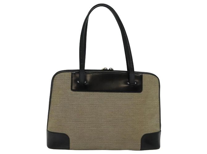 Bolsa Tote GUCCI em lona couro cinza preto prata 002 1122 Auth bs23009 Marrom - vista 2