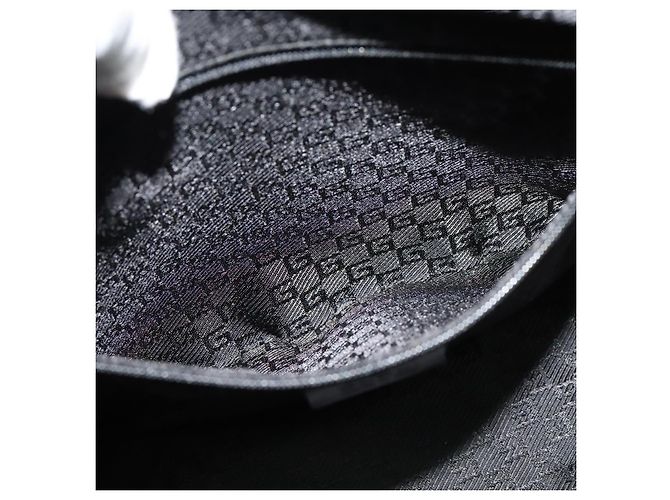 Bolsa Tote GUCCI em lona couro cinza preto prata 002 1122 Auth bs23009 Marrom - vista 20