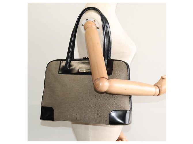 Bolsa Tote GUCCI em lona couro cinza preto prata 002 1122 Auth bs23009 Marrom - vista 21