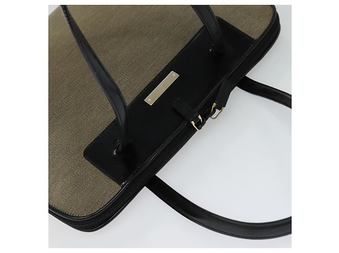 Bolsa Tote GUCCI em lona couro cinza preto prata 002 1122 Auth bs23009 Marrom - vista 6