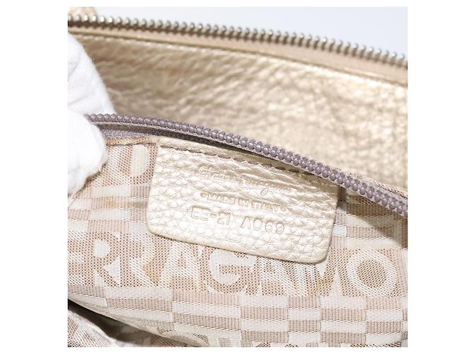 Borsa a mano in pelle Gancini Salvatore Ferragamo Auth am7952 D'oro - vista 12