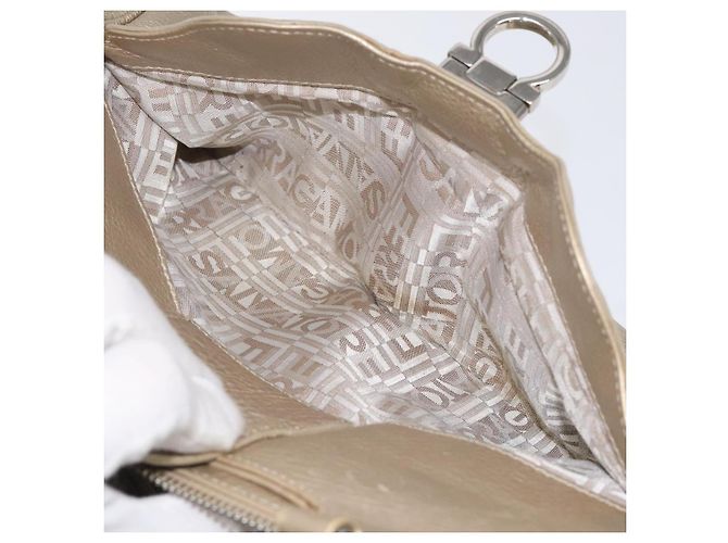 Borsa a mano in pelle Gancini Salvatore Ferragamo Auth am7952 D'oro - vista 23