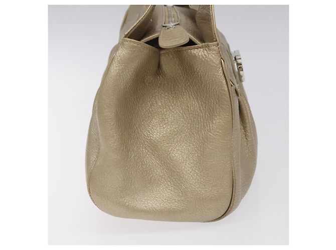 Borsa a mano in pelle Gancini Salvatore Ferragamo Auth am7952 D'oro - vista 3