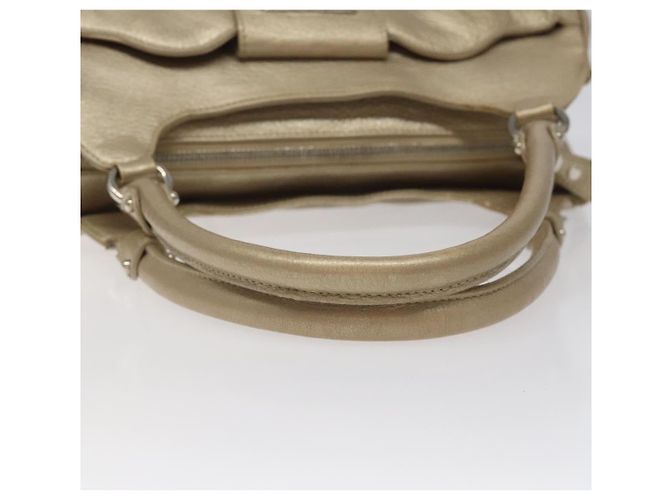 Borsa a mano in pelle Gancini Salvatore Ferragamo Auth am7952 D'oro - vista 7