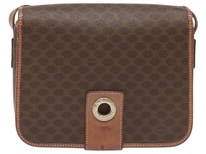 Céline Borsa a spalla in tela Macadam CELINE in pelle PVC marrone oro Auth KD054 D'oro - vista 13