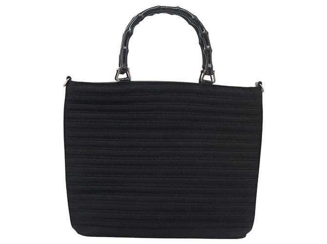 Borsa a mano in tela GUCCI Bamboo 2way Nera 000 1705 0588 Auth ep7659 Nero - vista 13