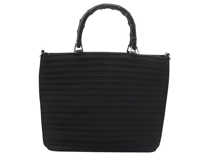 Borsa a mano in tela GUCCI Bamboo 2way Nera 000 1705 0588 Auth ep7659 Nero - vista 2