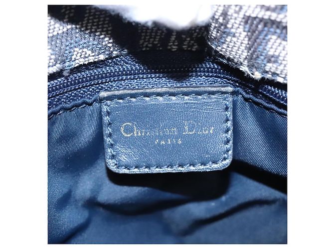 Borsa a mano in tela Trotter Christian Dior blu navy oro Auth bs22777 D'oro - vista 17