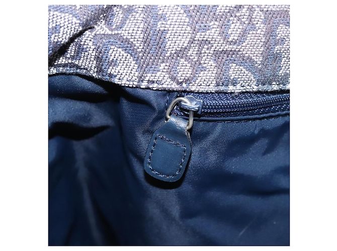Borsa a mano in tela Trotter Christian Dior blu navy oro Auth bs22777 D'oro - vista 20