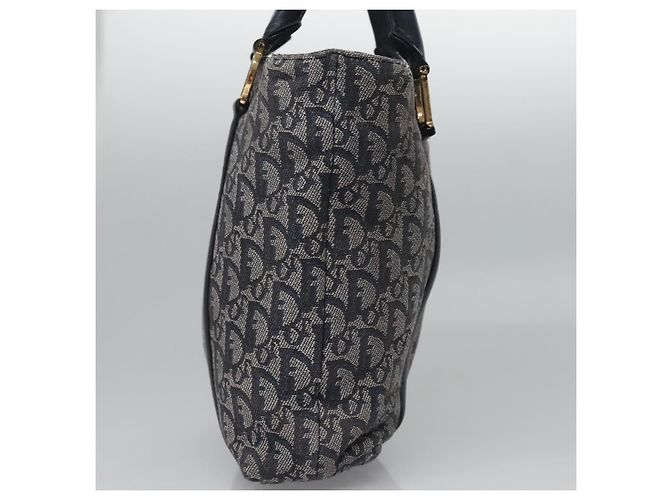 Borsa a mano in tela Trotter Christian Dior blu navy oro Auth bs22777 D'oro - vista 3
