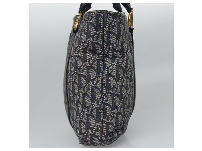 Borsa a mano in tela Trotter Christian Dior blu navy oro Auth bs22777 D'oro - vista 4