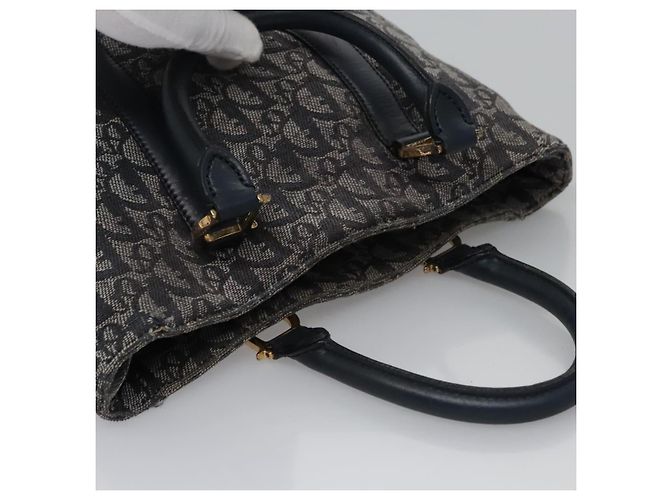 Borsa a mano in tela Trotter Christian Dior blu navy oro Auth bs22777 D'oro - vista 6