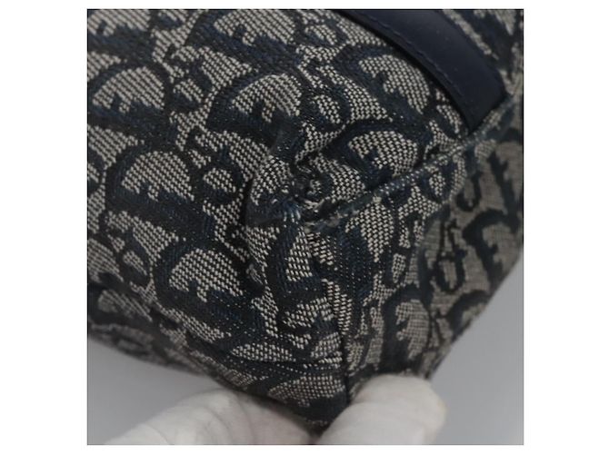 Borsa a mano in tela Trotter Christian Dior blu navy oro Auth bs22777 D'oro - vista 9