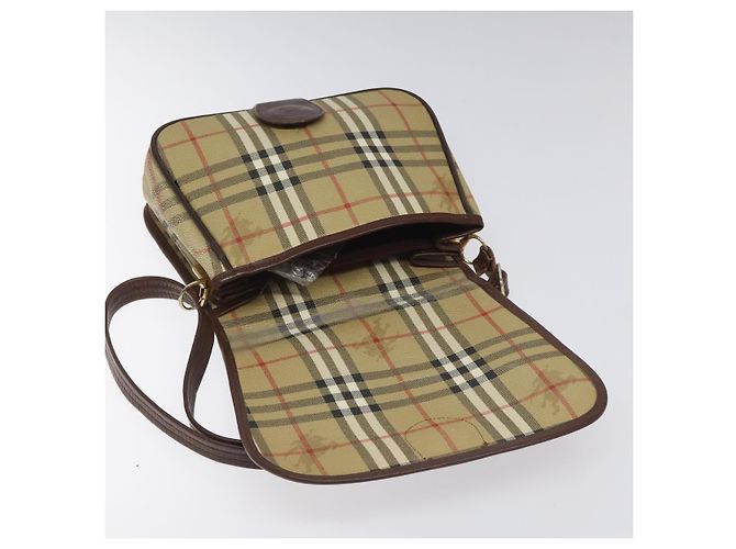 Autre Marque Borsa a spalla Burberrys PVC beige marrone oro Auth BD212 D'oro - vista 10