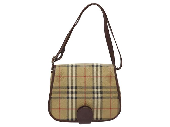 Autre Marque Borsa a spalla Burberrys PVC beige marrone oro Auth BD212 D'oro - vista 13