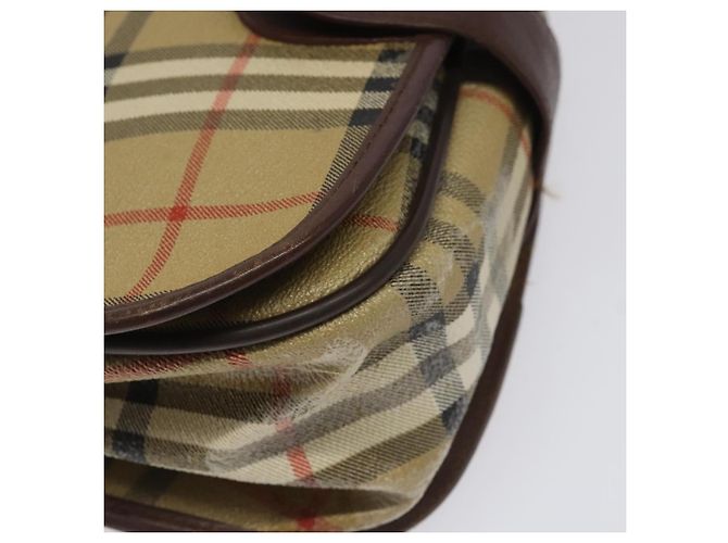 Autre Marque Borsa a spalla Burberrys PVC beige marrone oro Auth BD212 D'oro - vista 14