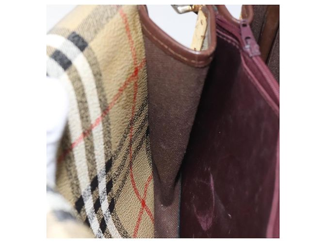 Autre Marque Borsa a spalla Burberrys PVC beige marrone oro Auth BD212 D'oro - vista 18