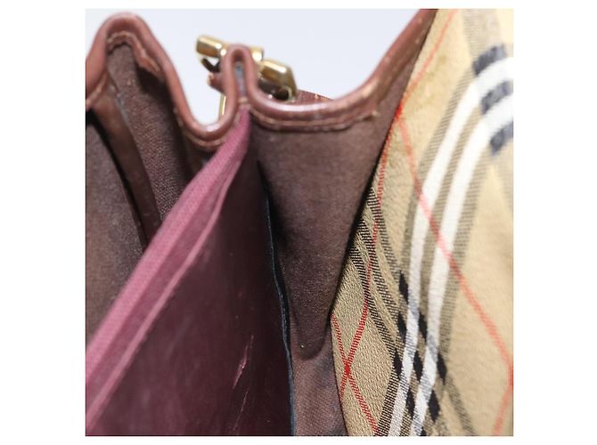 Autre Marque Borsa a spalla Burberrys PVC beige marrone oro Auth BD212 D'oro - vista 19