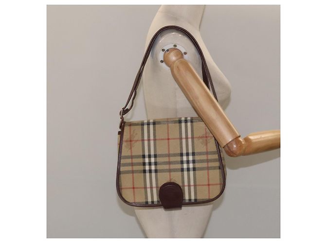 Autre Marque Borsa a spalla Burberrys PVC beige marrone oro Auth BD212 D'oro - vista 21