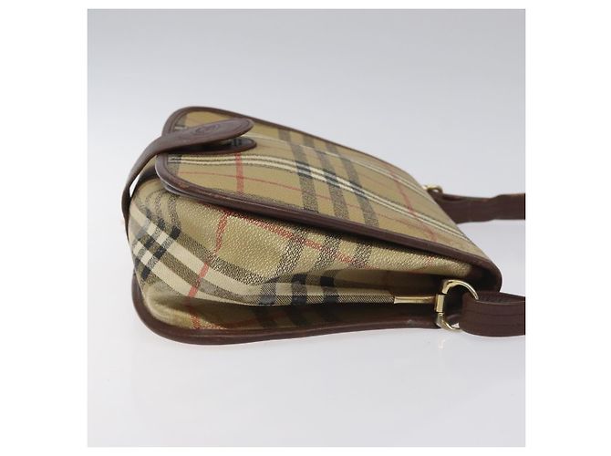 Autre Marque Borsa a spalla Burberrys PVC beige marrone oro Auth BD212 D'oro - vista 3