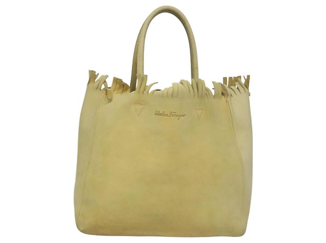 Borsa a Spalla Salvatore Ferragamo in Camoscio Giallo Auth 100746 - vista 13