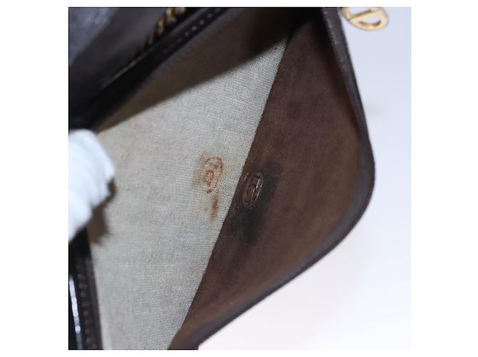 Borsa a spalla in tela Trotter Christian Dior marrone oro Auth BD118 D'oro - vista 12
