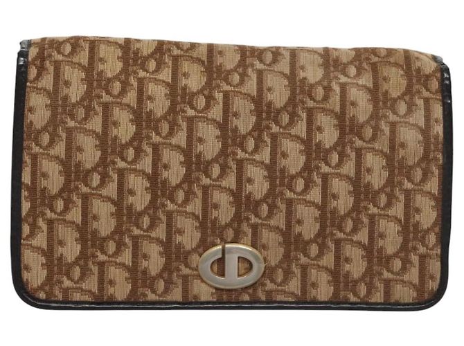 Borsa a spalla in tela Trotter Christian Dior marrone oro Auth BD118 D'oro - vista 13