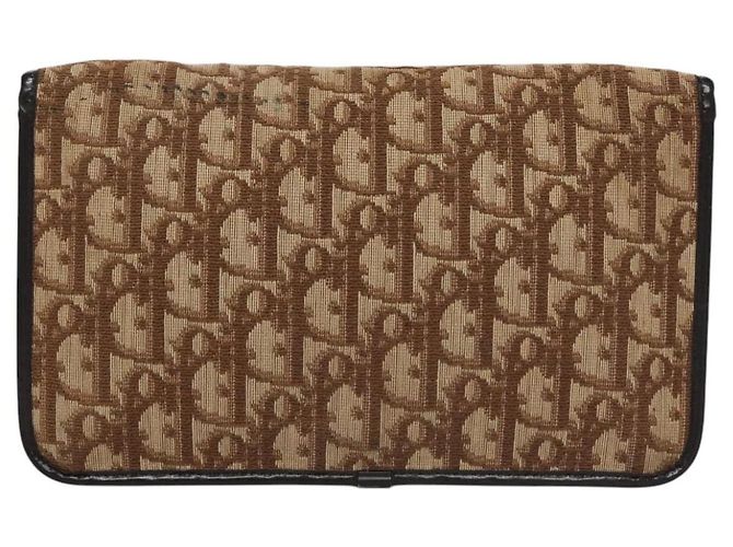 Borsa a spalla in tela Trotter Christian Dior marrone oro Auth BD118 D'oro - vista 2