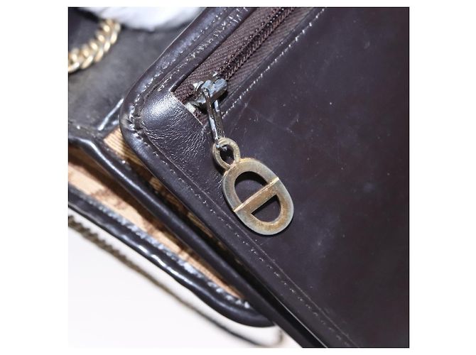Borsa a spalla in tela Trotter Christian Dior marrone oro Auth BD118 D'oro - vista 24