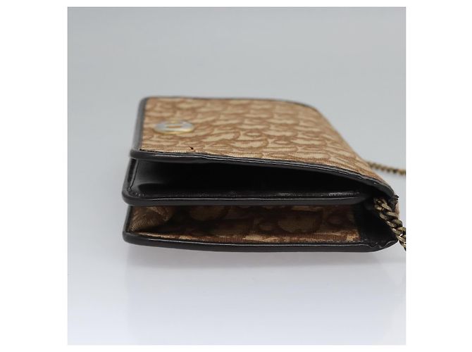 Borsa a spalla in tela Trotter Christian Dior marrone oro Auth BD118 D'oro - vista 4