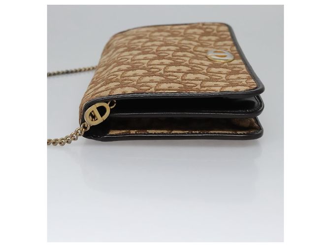 Borsa a spalla in tela Trotter Christian Dior marrone oro Auth BD118 D'oro - vista 5