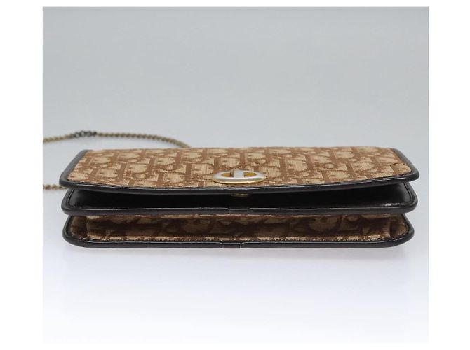Borsa a spalla in tela Trotter Christian Dior marrone oro Auth BD118 D'oro - vista 6