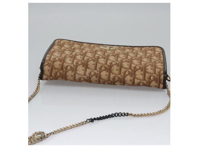 Borsa a spalla in tela Trotter Christian Dior marrone oro Auth BD118 D'oro - vista 7