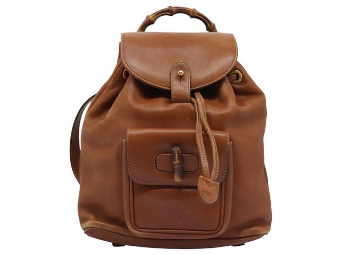 Zaino in pelle Gucci Bamboo marrone oro 003 2058 0030 Auth ep7524 D'oro - vista 13