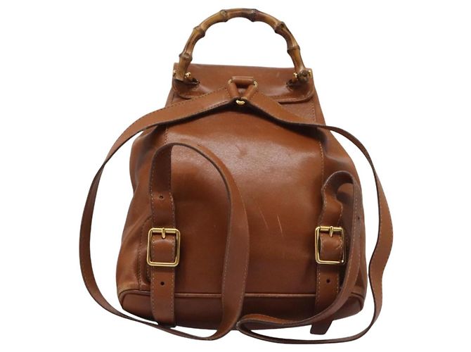 Zaino in pelle Gucci Bamboo marrone oro 003 2058 0030 Auth ep7524 D'oro - vista 2