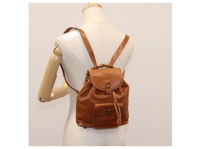 Zaino in pelle Gucci Bamboo marrone oro 003 2058 0030 Auth ep7524 D'oro - vista 28