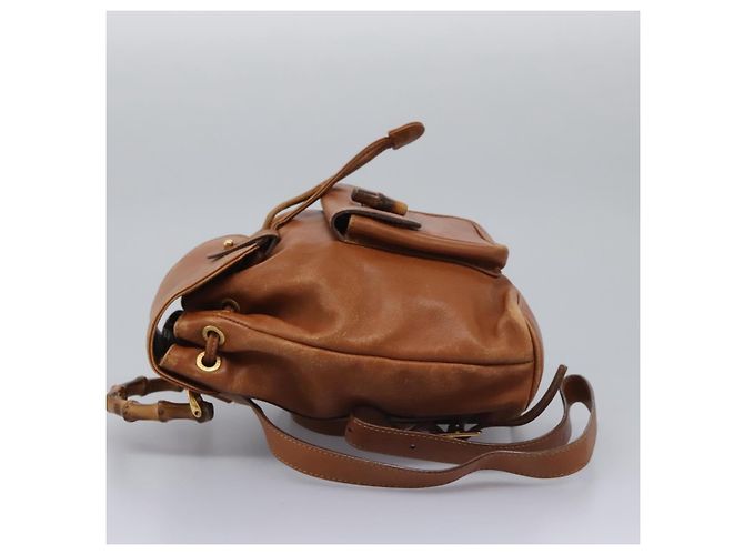 Zaino in pelle Gucci Bamboo marrone oro 003 2058 0030 Auth ep7524 D'oro - vista 3