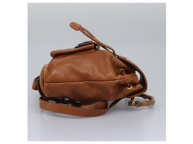 Zaino in pelle Gucci Bamboo marrone oro 003 2058 0030 Auth ep7524 D'oro - vista 4