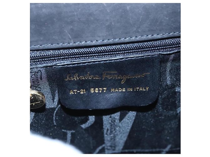 Borsa a mano Vala in suede 2 in 1 nera e oro Auth BA373 di Salvatore Ferragamo Nero D'oro - vista 12