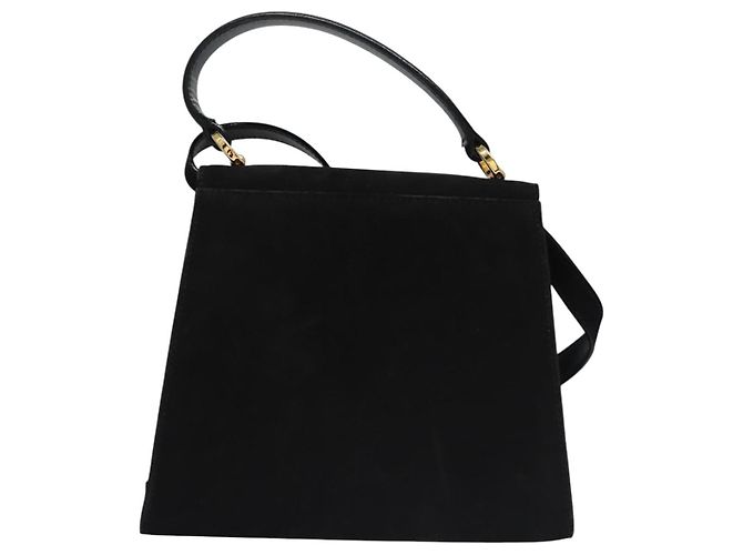 Borsa a mano Vala in suede 2 in 1 nera e oro Auth BA373 di Salvatore Ferragamo Nero D'oro - vista 2