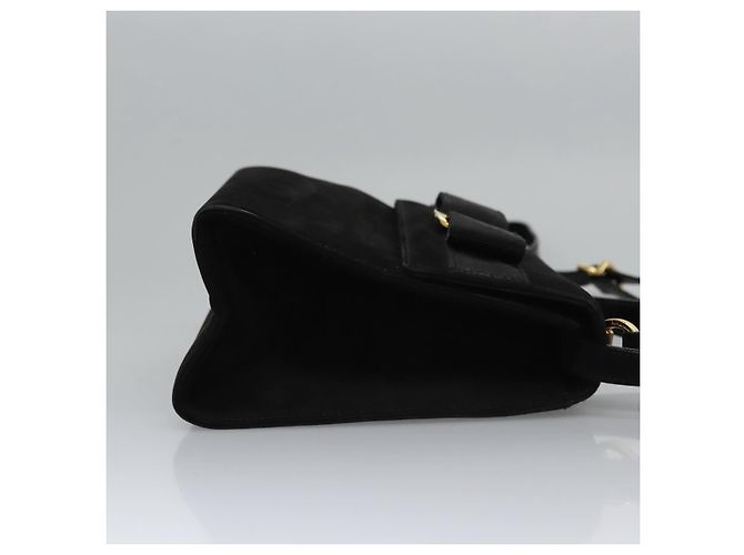 Borsa a mano Vala in suede 2 in 1 nera e oro Auth BA373 di Salvatore Ferragamo Nero D'oro - vista 3