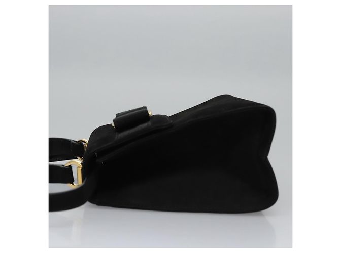 Borsa a mano Vala in suede 2 in 1 nera e oro Auth BA373 di Salvatore Ferragamo Nero D'oro - vista 4