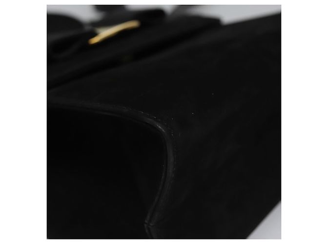 Borsa a mano Vala in suede 2 in 1 nera e oro Auth BA373 di Salvatore Ferragamo Nero D'oro - vista 9